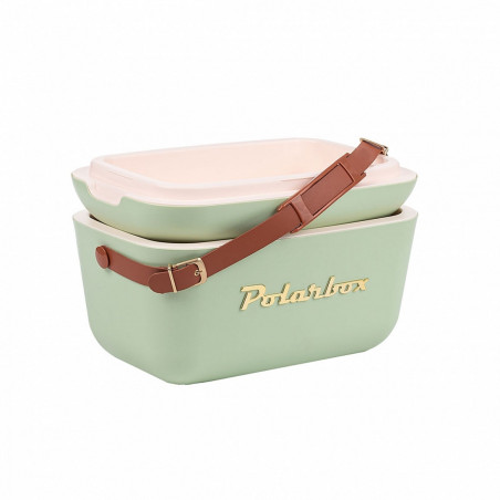 Geanta frigorifica Polarbox Gold, 20 litri, Polistiren AIRPOP, 5-15°C pana la 24 h, Verde/Auriu