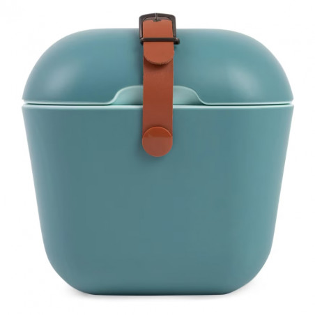 Geanta frigorifica Polarbox Classic, 12 litri, Polistiren AIRPOP, 5-15°C pana la 24 h, Curea clasică din piele, Albastru/Roz