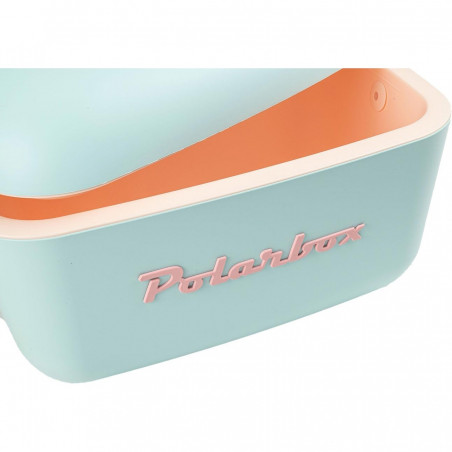 Geanta frigorifica Polarbox Classic, 12 litri, Polistiren AIRPOP, 5-15°C pana la 24 h, Curea clasică din piele, Albastru/Roz