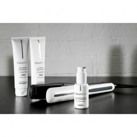 Placa de indreptat parul LOreal Professionnel SteamPod 3.0, 158 W, 0,8 g/min, Rezervor de apa incorporat, Cablu rotativ, Pana la 210°C, Alb/Negru