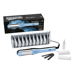 Placa de indreptat parul LOreal Professionnel SteamPod 4.0 Glacial Utopia, 165 W, 0,8 l/min, Rezervor de apa incorporat, Cablu rotativ, Pana la 210°C, Albastru/Alb