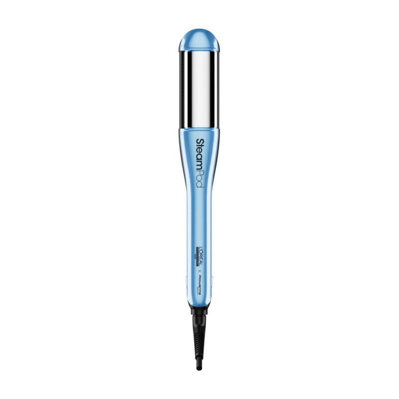 Placa de indreptat parul LOreal Professionnel SteamPod 4.0 Glacial Utopia, 165 W, 0,8 l/min, Rezervor de apa incorporat, Cablu rotativ, Pana la 210°C, Albastru/Alb