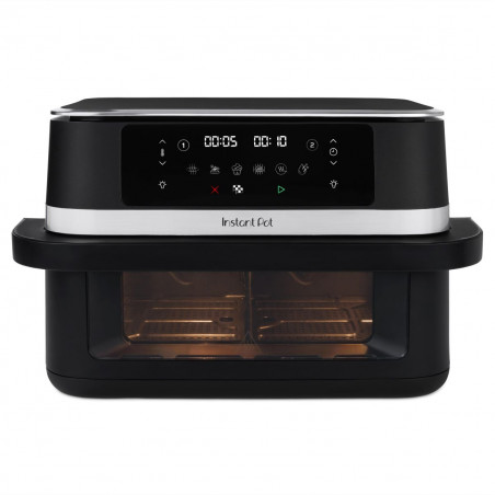 Friteuză dubla cu aer cald 8-în-1 Instant Pot Vortex VersaZone XL ClearCook 140-3025-01-EU, 2800 W, 12 l, 205 °C, EvenCrisp, Finalizare sincronizata a programelor, Comanda tactila, Negru/Inox