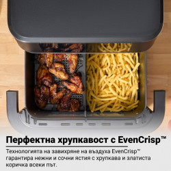 Friteuză dubla cu aer cald 8-în-1 Instant Pot Vortex VersaZone XL ClearCook 140-3025-01-EU, 2800 W, 12 l, 205 °C, EvenCrisp, Finalizare sincronizata a programelor, Comanda tactila, Negru/Inox