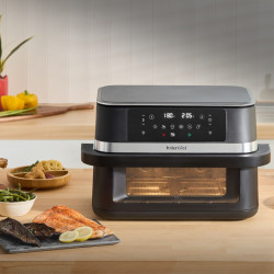 Friteuză dubla cu aer cald 8-în-1 Instant Pot Vortex VersaZone XL ClearCook 140-3025-01-EU, 2800 W, 12 l, 205 °C, EvenCrisp, Finalizare sincronizata a programelor, Comanda tactila, Negru/Inox