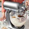 Mixer planetar KitchenAid Artisan Elegance 5KSM125ECU Contour Silver, 300 W, 4,8 l, Transmisie directa, 10 viteze, Argintiu metalizat