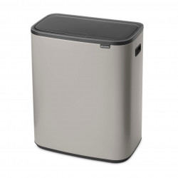 Coș de gunoi Brabantia Bo Touch 1010456, 2x30 l, Deschidere lină și silențioasă, Gaură mare, Gri