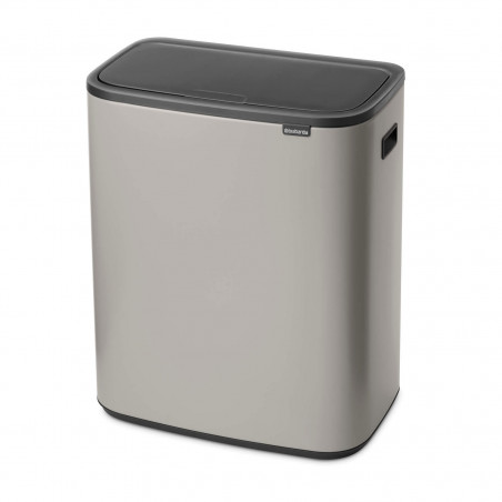 Coș de gunoi Brabantia Bo Touch 1010456, 2x30 l, Deschidere lină și silențioasă, Gaură mare, Gri