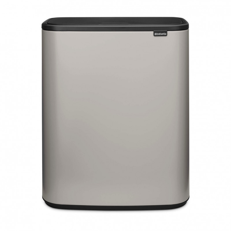 Coș de gunoi Brabantia Bo Touch 1010456, 2x30 l, Deschidere lină și silențioasă, Gaură mare, Gri