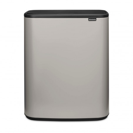 Coș de gunoi Brabantia Bo Touch 1010456, 2x30 l, Deschidere lină și silențioasă, Gaură mare, Gri