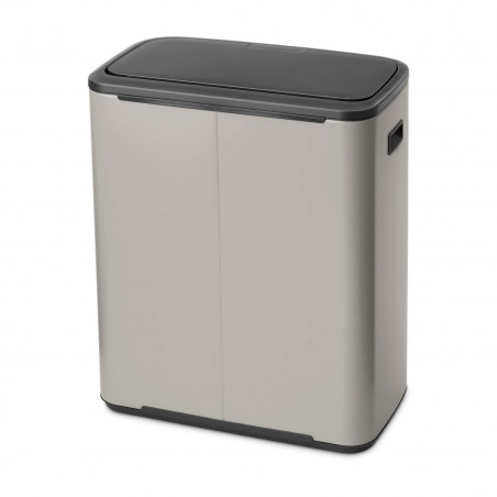 Coș de gunoi Brabantia Bo Touch 1010456, 2x30 l, Deschidere lină și silențioasă, Gaură mare, Gri