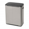 Coș de gunoi Brabantia Bo Touch 1010456, 2x30 l, Deschidere lină și silențioasă, Gaură mare, Gri
