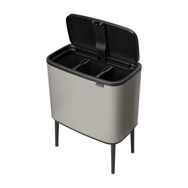 Coș de gunoi Brabantia Bo Touch 1010454, 3x11 l, deschidere lină și silențioasă, deschidere largă, gri