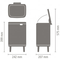 Coș de gunoi Brabantia Bo Small Hi 1010461, 7 l, cu capac ridicat, deschidere lină și silențioasă, bază antiderapantă, bej