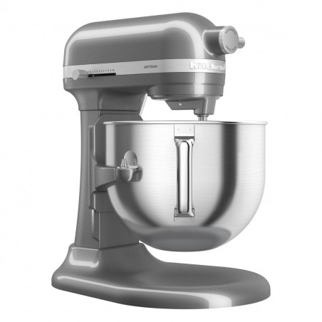 Mixer planetar KitchenAid Artisan 5KSM70SHXEMS Medallion silver, 375 W, 6,6 l, 11 viteze, 67 de puncte de contact, Ridicare bol, Viteză speciala „Fold”, Flex Edge, Gri metalizat
