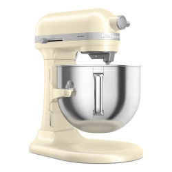 Mixer planetar KitchenAid Artisan 5KSM70SHXEAC Almond cream, 375 W, 6,6 l, 11 viteze, 67 de puncte de contact, Ridicare bol, Viteză speciala „Fold”, Flex Edge, Crem