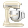 Mixer planetar KitchenAid Artisan 5KSM70SHXEAC Almond cream, 375 W, 6,6 l, 11 viteze, 67 de puncte de contact, Ridicare bol, Viteză speciala „Fold”, Flex Edge, Crem