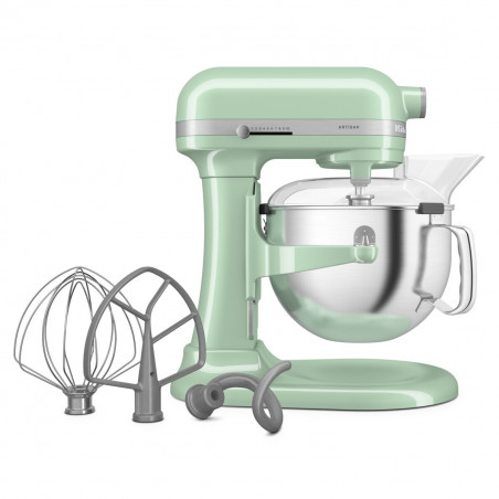 Mixer planetar KitchenAid Artisan 5KSM60SPXEPT Pistachio, 375 W, 5,6 l, 11 viteze, 67 de puncte de contact, Ridicare automata a bolului, Viteza speciala pentru incorporare, Verde deschis