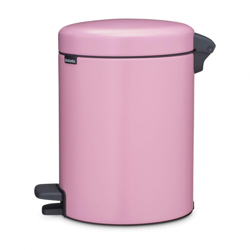 Cos de gunoi cu pedala Brabantia NewIcon 1010439, 5 l, Inchidere usoara, Baza antiderapanta, Roz