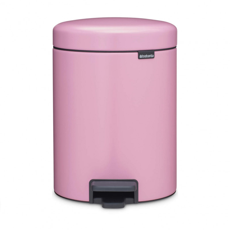 Cos de gunoi cu pedala Brabantia NewIcon 1010439, 5 l, Inchidere usoara, Baza antiderapanta, Roz