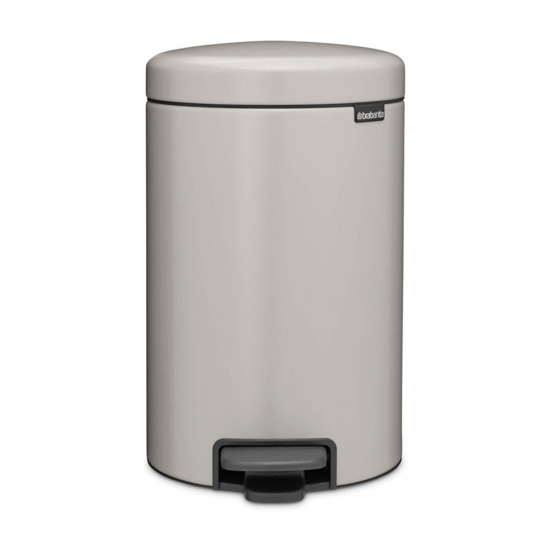 Coș de gunoi cu pedală Brabantia NewIcon 1010440, 12 l, închidere lentă, bază antiderapantă, gri deschis