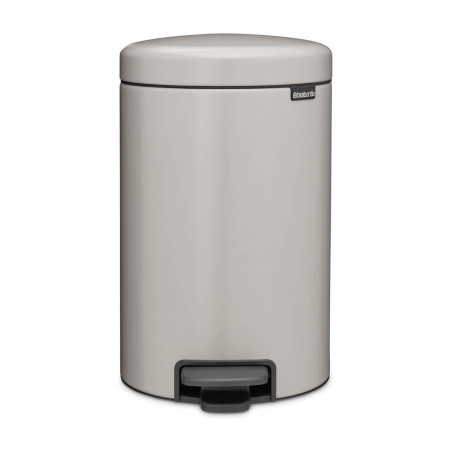 Coș de gunoi cu pedală Brabantia NewIcon 1010440, 12 l, închidere lentă, bază antiderapantă, gri deschis