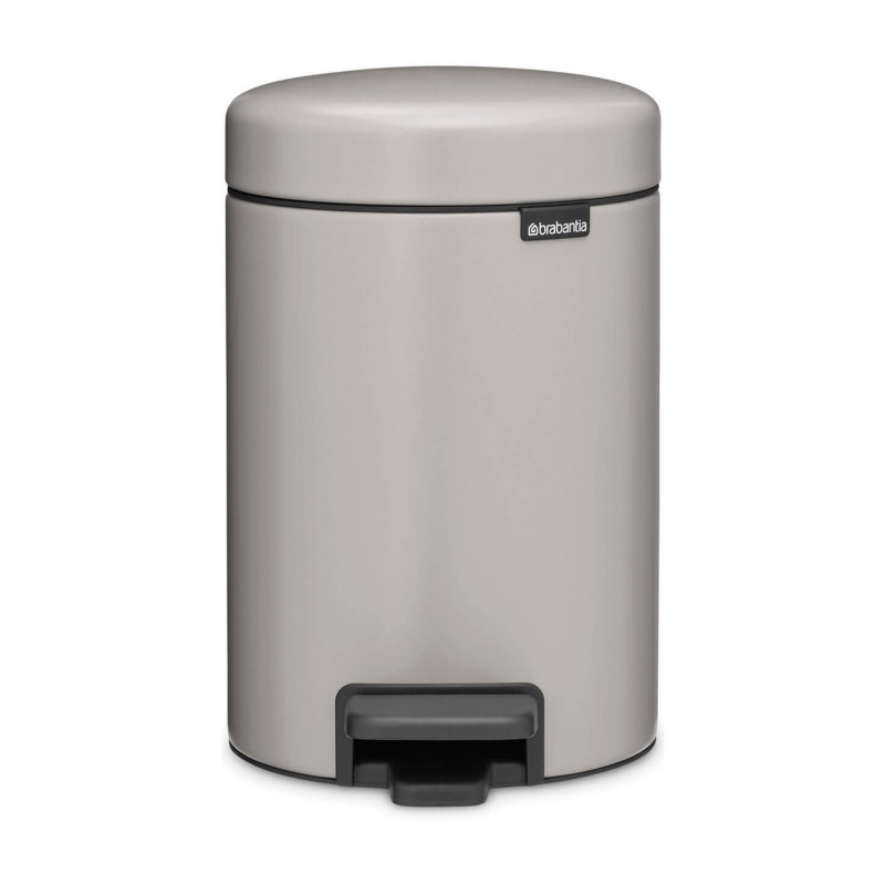 Coș de gunoi cu pedală Brabantia NewIcon 1010433, 3 l, închidere lentă, bază antiderapantă, gri deschis