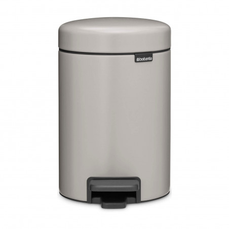 Coș de gunoi cu pedală Brabantia NewIcon 1010433, 3 l, închidere lentă, bază antiderapantă, gri deschis