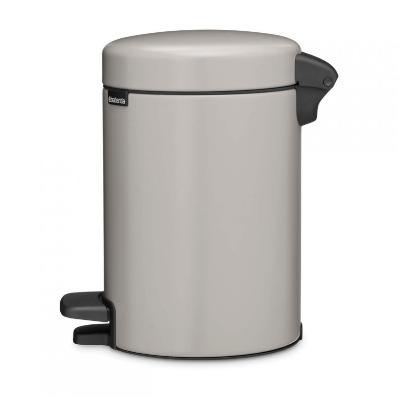 Coș de gunoi cu pedală Brabantia NewIcon 1010433, 3 l, închidere lentă, bază antiderapantă, gri deschis