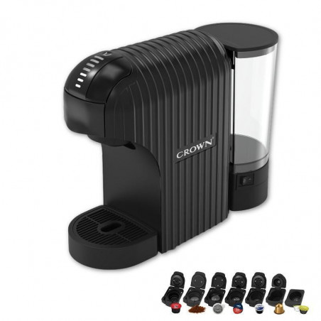 La mâna a doua: Espressor cu capsule 7in1 Crown CCM-1530B, 1400 W, 20 bar, 0.9 L, 7 adaptoare, Indicatoare LED, Controlul lungimii cafelei, Negru