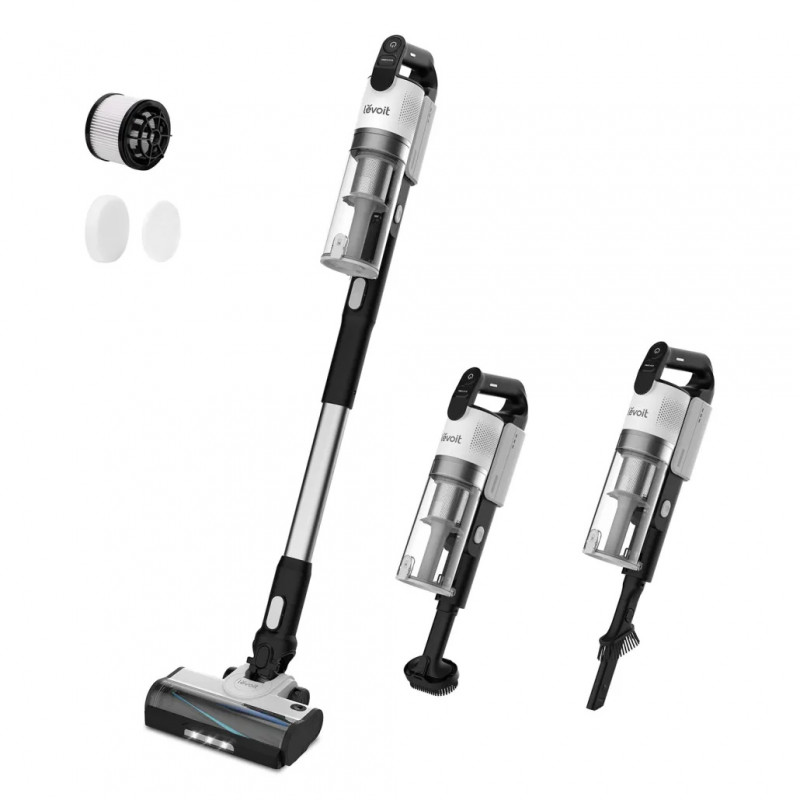 La mâna a doua: Aspirator vertical Levoit LVAC-200, 180W, Autonomie 50 min, Filtrare in 5 trepte, LED, Turbo, Alb/negru