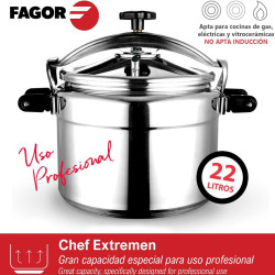 La mâna a doua: Oală sub presiune Fagor Chef Extremen 100602653, 15 L, 30 cm, 50 kPa, 3 sisteme de siguranta, Aluminiu, Argintiu