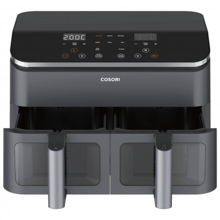 La mâna a doua: Friteuza cu aer cald Cosori Dual Basket CAF-R901-AEU, 1750 W, 8.5 L, 8 programe, Timer, Ecran tactil, Negru