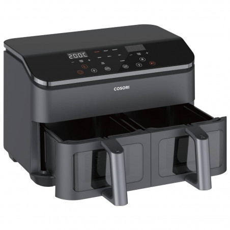 La mâna a doua: Friteuza cu aer cald Cosori Dual Basket CAF-R901-AEU, 1750 W, 8.5 L, 8 programe, Timer, Ecran tactil, Negru