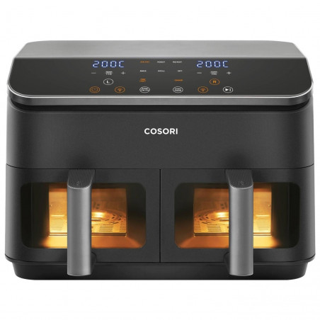 La mâna a doua: Friteuza cu aer cald Cosori Dual Basket CAF-R901-AEU, 1750 W, 8.5 L, 8 programe, Timer, Ecran tactil, Negru