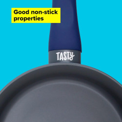 La mâna a doua: Cratita cu capac din sticla Tasty Everyday 678556, 18 cm, 1,8 l, Maner moale, Aluminiu, Acoperire antiaderenta, Albastru