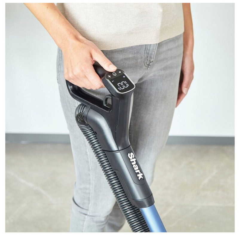 La mâna a doua: Aspirator vertical SHARK ICZ300EU T, 450W, 0.6 L, Autonomie 60 min, Baterie, LED, HEPA, Albastru