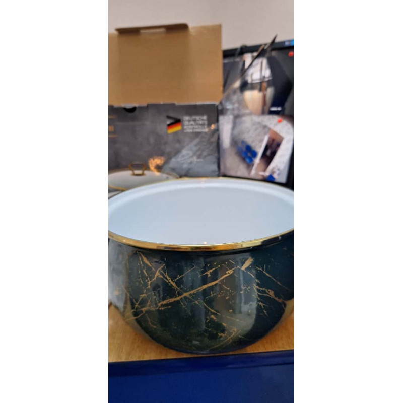 La mâna a doua: Aragaz Goldmann GM 8017-22G, 5l, 22x14 cm, Emailat, Inducție, Capac din sticlă, Verde smarald