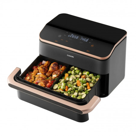 La mâna a doua: Friteuza cu aer cald Cosori Dual Blaze TwinFry CAF-TF101S, 10 L, 6 programe, 240°C, Timer, ThermoIQ, Negru