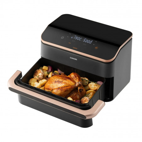 La mâna a doua: Friteuza cu aer cald Cosori Dual Blaze TwinFry CAF-TF101S, 10 L, 6 programe, 240°C, Timer, ThermoIQ, Negru