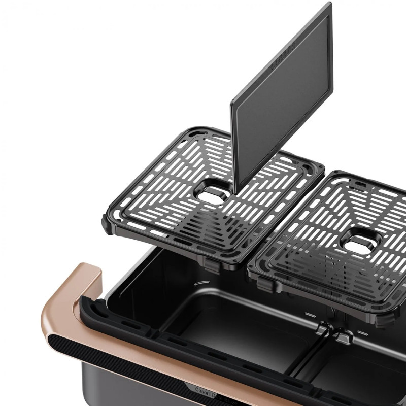La mâna a doua: Friteuza cu aer cald Cosori Dual Blaze TwinFry CAF-TF101S, 10 L, 6 programe, 240°C, Timer, ThermoIQ, Negru
