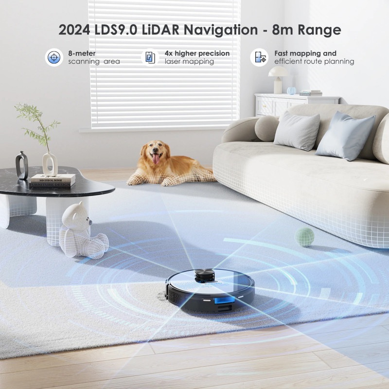 La mâna a doua: Robot aspirator cu statie de golire Lubluelu SL60 Plus, 42W, Mop, LiDAR, Wi-Fi, Alexa, Autonomie 120 min., 2600 mAh, Negru