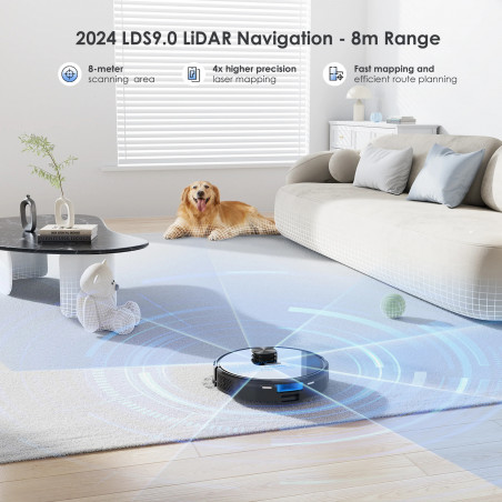 La mâna a doua: Robot aspirator cu statie de golire Lubluelu SL60 Plus, 42W, Mop, LiDAR, Wi-Fi, Alexa, Autonomie 120 min., 2600 mAh, Negru