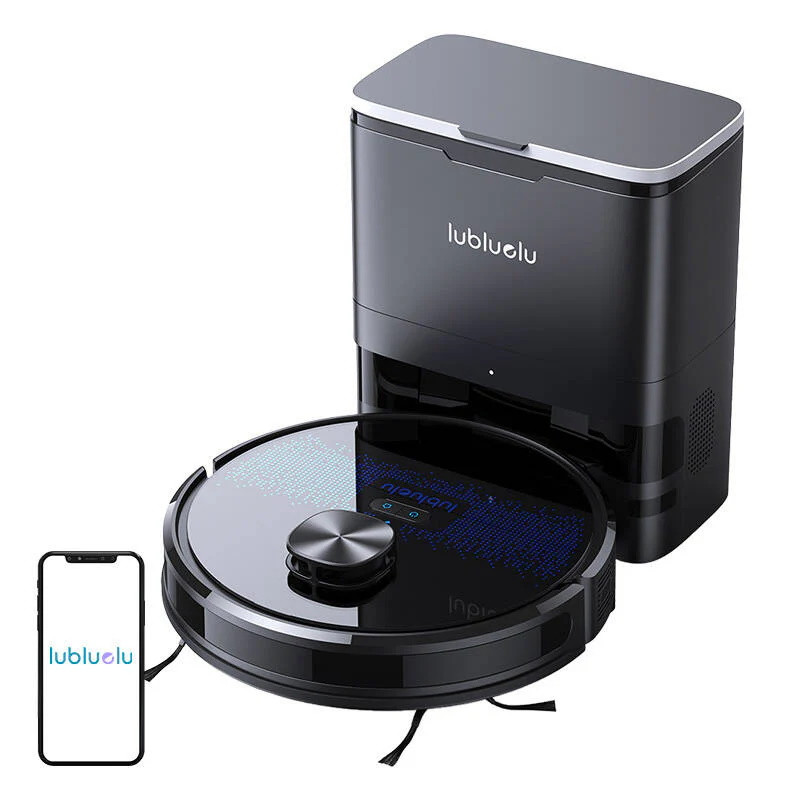 La mâna a doua: Robot aspirator cu statie de golire Lubluelu SL60 Plus, 42W, Mop, LiDAR, Wi-Fi, Alexa, Autonomie 120 min., 2600 mAh, Negru