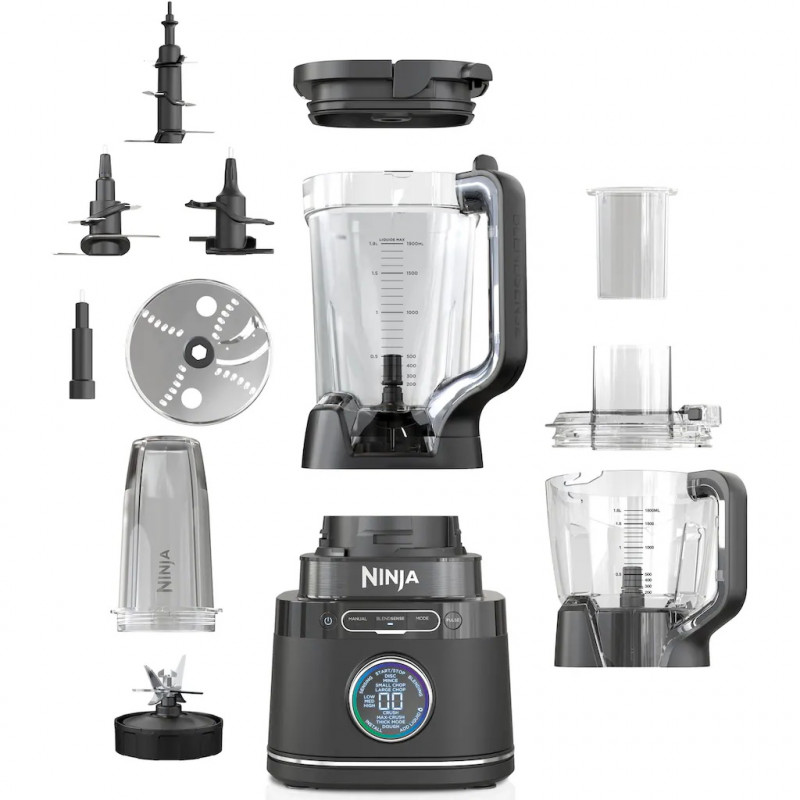 La mâna a doua: Blender 3in1 Ninja TB401EU, 1200W, 2.1 L, 10 viteze + moduri, Timer, LED, Tehnologie BlendSense, Fara BPA, Negru