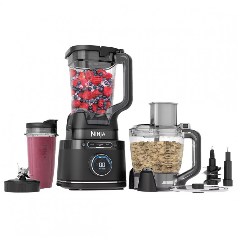 La mâna a doua: Blender 3in1 Ninja TB401EU, 1200W, 2.1 L, 10 viteze + moduri, Timer, LED, Tehnologie BlendSense, Fara BPA, Negru