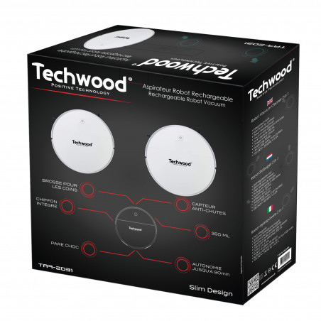 La mâna a doua: Aspirator robo 2 în 1 Techwood TAR-2031, 450 Pa, 350 ml, Mop, Autonomie 90 min, Alb