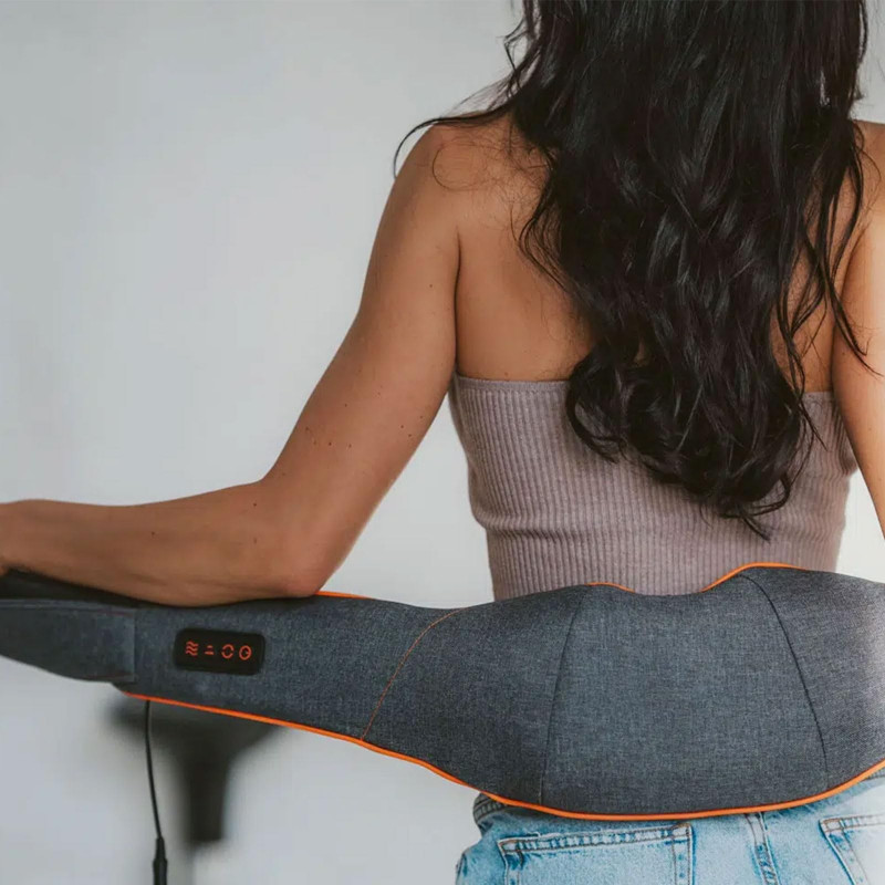 La mâna a doua: Aparat masaj Shiatsu Medivon Collar Simple MD-R1505, 18 W, 8 capete, Timer, Force Control, Incalzire, Gri