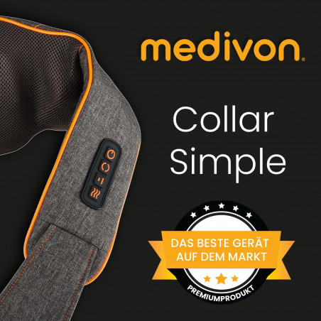 La mâna a doua: Aparat masaj Shiatsu Medivon Collar Simple MD-R1505, 18 W, 8 capete, Timer, Force Control, Incalzire, Gri