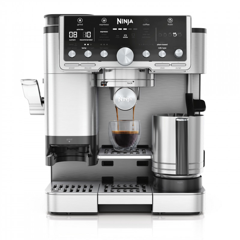 La mâna a doua: Espressor automat Ninja Luxe Café Pro TES701EU 3 în 1, 1650W, 15 bar, Boabe de cafea 250 g, 2 l, Barista Assist, 5 setări pentru spuma, 9 tipuri de espresso, Inox